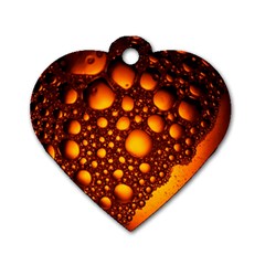 Bubbles Abstract Art Gold Golden Dog Tag Heart (two Sides)