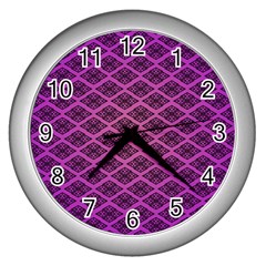 Pattern Texture Geometric Patterns Purple Wall Clock (silver)