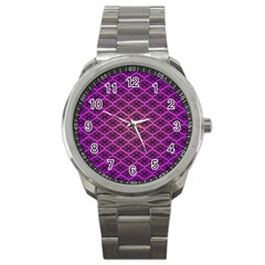 Pattern Texture Geometric Patterns Purple Sport Metal Watch