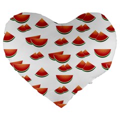 Summer Watermelon Pattern Large 19  Premium Flano Heart Shape Cushions