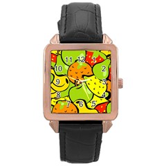 Fruit Food Wallpaper Rose Gold Leather Watch  by Dutashop