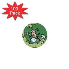 Ostrich Jungle Monkey Plants 1  Mini Buttons (100 Pack)  by Bajindul