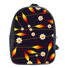 Flower Buds Floral Background School Bag (large)