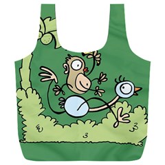 Ostrich Jungle Monkey Plants Full Print Recycle Bag (XXL)