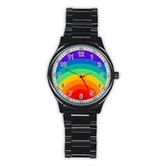 Rainbow Background Colorful Stainless Steel Round Watch by Bajindul