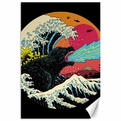 Retro Wave Kaiju Godzilla Japanese Pop Art Style Canvas 12  X 18  by Modalart
