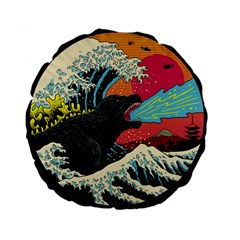 Retro Wave Kaiju Godzilla Japanese Pop Art Style Standard 15  Premium Round Cushions by Modalart