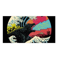 Retro Wave Kaiju Godzilla Japanese Pop Art Style Satin Shawl 45  X 80  by Modalart