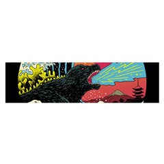 Retro Wave Kaiju Godzilla Japanese Pop Art Style Oblong Satin Scarf (16  X 60 ) by Modalart