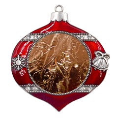 Ice Iced Structure Frozen Frost Metal Snowflake And Bell Red Ornament