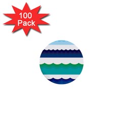Water Border Water Waves Ocean Sea 1  Mini Buttons (100 Pack) 