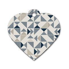 Geometric Triangle Modern Mosaic Dog Tag Heart (two Sides) by Amaryn4rt
