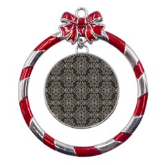 Line Geometry Pattern Geometric Metal Red Ribbon Round Ornament