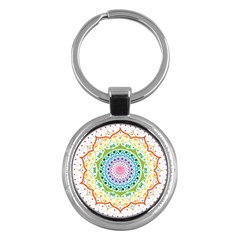 Mandala Pattern Rainbow Pride Key Chain (round) by Ravend