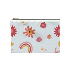 Seamless Pattern Flowers Rainbow Cosmetic Bag (medium)