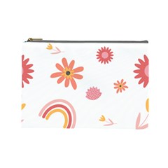 Seamless Pattern Flowers Rainbow Cosmetic Bag (large)