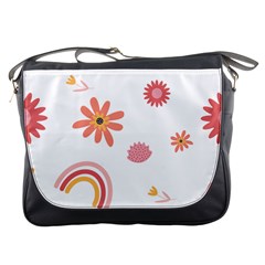 Seamless Pattern Flowers Rainbow Messenger Bag