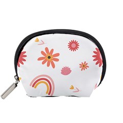 Seamless Pattern Flowers Rainbow Accessory Pouch (small)