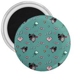 Raccoon Love Texture Seamless 3  Magnets