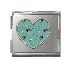 Raccoon Love Texture Seamless Mega Link Heart Italian Charm (18mm)