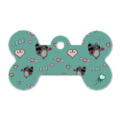 Raccoon Love Texture Seamless Dog Tag Bone (two Sides) by Ravend