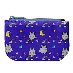 Cat Texture Pattern Seamless Rainbow Large Coin Purse