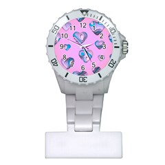 Hearts Pattern Love Background Plastic Nurses Watch