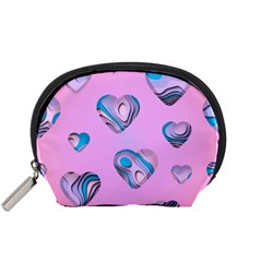 Hearts Pattern Love Background Accessory Pouch (small) by Ravend