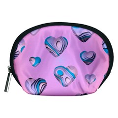 Hearts Pattern Love Background Accessory Pouch (medium) by Ravend