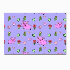 Flower Pink Pig Piggy Seamless Postcard 4 x 6  (pkg Of 10) by Ravend