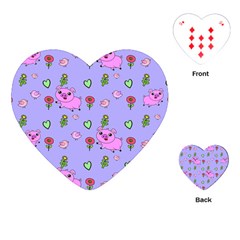 Flower Pink Pig Piggy Seamless Playing Cards Single Design (heart) by Ravend