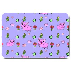 Flower Pink Pig Piggy Seamless Large Doormat