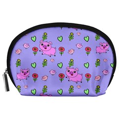 Flower Pink Pig Piggy Seamless Accessory Pouch (large) by Ravend