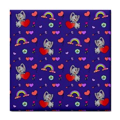 Rabbit Hearts Texture Seamless Pattern Tile Coaster