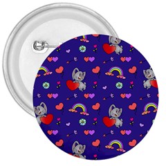 Rabbit Hearts Texture Seamless Pattern 3  Buttons