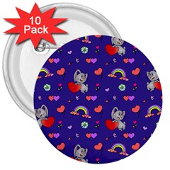 Rabbit Hearts Texture Seamless Pattern 3  Buttons (10 pack) 