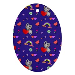 Rabbit Hearts Texture Seamless Pattern Oval Ornament (Two Sides)