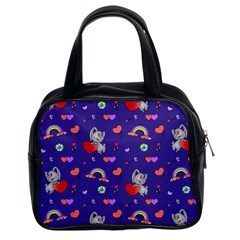 Rabbit Hearts Texture Seamless Pattern Classic Handbag (Two Sides)