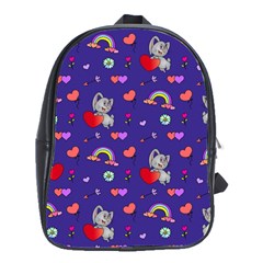 Rabbit Hearts Texture Seamless Pattern School Bag (Large)