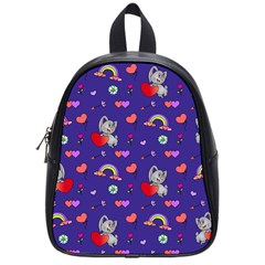 Rabbit Hearts Texture Seamless Pattern School Bag (Small)