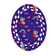 Rabbit Hearts Texture Seamless Pattern Ornament (Oval Filigree)