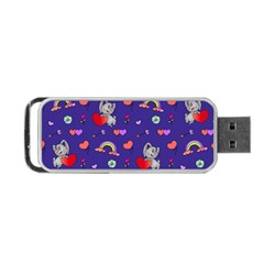 Rabbit Hearts Texture Seamless Pattern Portable USB Flash (One Side)