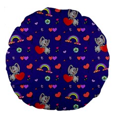 Rabbit Hearts Texture Seamless Pattern Large 18  Premium Round Cushions