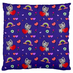 Rabbit Hearts Texture Seamless Pattern Large Premium Plush Fleece Cushion Case (One Side)