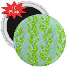 Background Leaves Branch Seamless 3  Magnets (10 Pack)  by Ravend