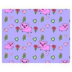 Flower Pink Pig Piggy Seamless Premium Plush Fleece Blanket (medium)