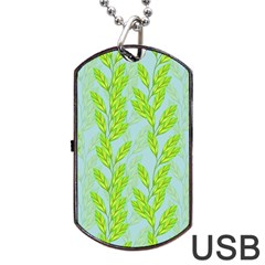 Background Leaves Branch Seamless Dog Tag Usb Flash (two Sides)