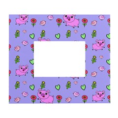 Flower Pink Pig Piggy Seamless White Wall Photo Frame 5  X 7  by Ravend