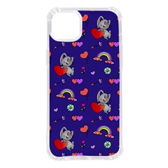 Rabbit Hearts Texture Seamless Pattern iPhone 14 Plus TPU UV Print Case