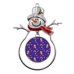 Rabbit Hearts Texture Seamless Pattern Metal Snowman Ornament